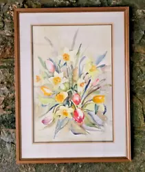 Buy Daphne Stevenson  -Original  20th Century Watercolour,Flowers. Tulips Daffodils • 95£