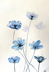 Buy Cosmos Flower | Original Painted | Watercolour Painting | Botanical | Signed • 20£