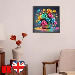 Buy 5D DIY Full Round Drill Diamond Painting Colourful Flowers Kit Home Decor30x30cm • 5.34£