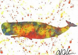 Buy OOAK ACEO WATERCOLOR  RAINBOW WHALE  Charity Auction For The Love Of  Paws • 2.89£