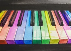 Buy Watercolor Painting Rainbow Piano Keys Music Instrument ACEO Art  • 26.77£
