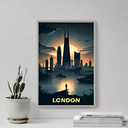 Buy London Skyline - Futuristic Poster, Art Print, Painting, Artwork, Gift • 5.50£