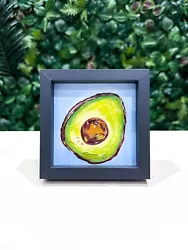 Buy Avocado Original Oil Painting-FRAMED Fruit Realism Art Green Kitchen Decor Sale • 50£