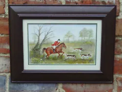 Buy Vintage 1998 Framed Watercolour Painting Of Hunting Horse & Hounds Scene -Signed • 16£