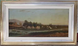 Buy French Oil Painting On Canvas Arab Camp Landscape By Prosper Barbot (1798-1878) • 19,293.62£