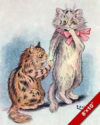Buy Proposing Louis Wain Love Cat Kitten Pet Animal Art Painting Real Canvas Print • 14.17£
