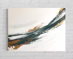 Buy White Gold Neutral Abstract Modern Wall Art Painting Canvas Large • 30£