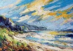 Buy Original Oil Painting, Seascape Landscape Cliffs Beach Coast Fine Art JP O'Neill • 3.09£