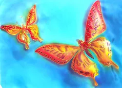 Buy ORIGINAL SILK PAINTING Of  Butterflies . Hand Painting On Silk By Viga  • 630£