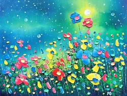 Buy Northern Lights & Flowers In Love, An Original Oil Painting On Canvas Phil Broad • 9.95£