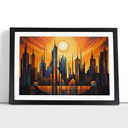 Buy Art Deco Sunset Action Framed Wall Art Poster Canvas Print Picture Home Painting • 29.95£