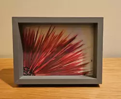 Buy Stunning Red Flower, Encaustic Wax Painting In A Grey Box Frame • 25£