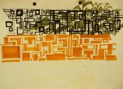 Buy R. M. Harris Signed Contemporary Marker Drawing; ‘The Wall’ 1970’s • 10£