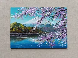 Buy Spring Mount Fuji. Branches Of Cherry Blossoms Overlooking The Sakura Mountains • 38.86£