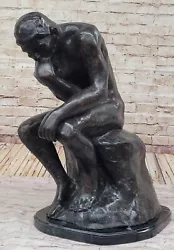 Buy Elegant Bronze Marble Base Statue Rodin`s The Thinker Sculpture Artwork • 600.24£