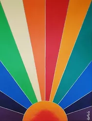 Buy Rainbow Contemporary Geometric Abstract Painting New Original Acrylic & Canvas • 49£