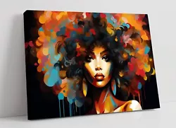 Buy Black Lady With Big Rainbow Afro Painting -framed Canvas Wall Art Picture Print • 14.99£