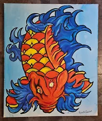 Buy Interesting Oil On Stretched Canvas - Japanese Koi Fish Signed By Gareth Goodall • 44.99£