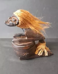 Buy Vintage Hand Carved Wooden Tiki Figurine Trinket Ashtray Made In Indonesia • 14£