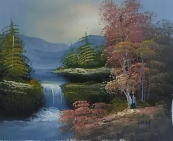 Buy Hand Painted Oil Paintings On Canvas Landscape Waterfall Trees • 12.50£