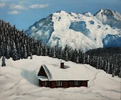 Buy Winter Cottage - Mountains, Landscape, Forest, Oil Painting On Stretched Canvas • 175£
