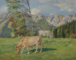 Buy Clearance Sale Painting Cows High Mountain Landscape Király Hungarian Painter • 366.38£