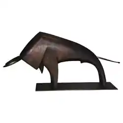 Buy Sier Kunst, Austrian Art Deco Wood & Brass Bull Sculpture, Ca. 1930 • 5,130.84£