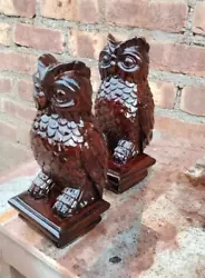 Buy Set Of 2 Owl Wooden Finial For Staircase Newel Post Painted Owl Finial Bed Post • 236.48£