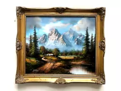 Buy ✅Vintage Oil Painting Swiss Chalet In The Alps Cabin Woods L Parker✅ • 149.99£