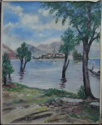 Buy Lake With Insel Church Tower Alps France ?? Fr, Carrier Signed Antique Tree • 85.98£