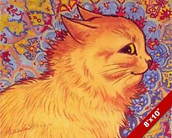 Buy Cute Orange Kitten Cat side Portrait Louis Wain Painting Art Real Canvas Print • 14.17£