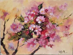 Buy Original Oil Painting On Canvas Panel Cherry Blossom  Unframed 8x10 Inches • 125.47£