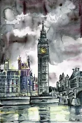 Buy LONDON Big Ben, Westminster, Original Watercolour Painting , Not A Print, 2 • 125.99£