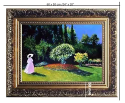Buy OBK ART SPRING SALE 20% OFF MONET WOMAN In THE GARDEN ORIGINAL FRAMED PAINTING • 288£