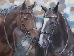 Buy Horses Original Acrylic Painting Portrait Wild Animals 7x10 Inches   Ⓣ • 45.71£