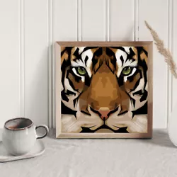 Buy Hand Painted On Canvas DIY Brown Tiger Oil Paint By Numbers Drawing Kit Ornament • 5.27£