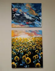 Buy Acrylic Painting, Wall Art, Sunflowers, Landscape, 20 X16  And 24 X20  • 472.50£