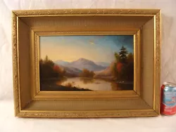 Buy Antique White Mountains Autumn Foliage Lake O/C Painting • 850.83£
