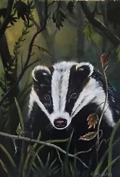 Buy Original Painting. Badger  Wildlife . Fine Art. Signed K Eggleston • 29.99£