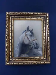 Buy Rare Original 1950s/1960s Kay Gray Miniature Grey Horse  Oil Painting On Ivorine • 40£