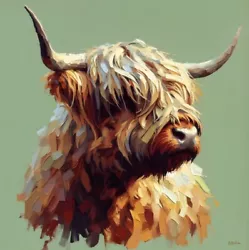 Buy Highland Cow - Print Of Oil Painting On Hard Foam Board • 65£