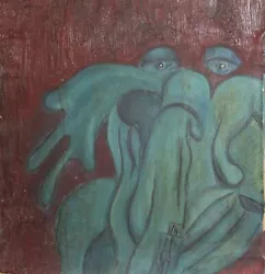 Buy Vintage Oil Abstract Painting Strange Creature Composition • 199.66£