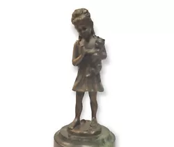 Buy 1885 Etrope Bouret Bronze Figure Sculpture Young Girl With Cat Signed • 124.03£