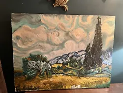 Buy Original Acrylic On Canvas Painting Based On Van Gogh Wheatfield Cypress Trees • 30£