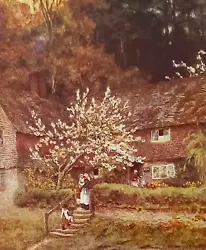 Buy CHERRY TREE COTTAGE CHIDDINGFOLD. SMALL PRINT OF A 1900s PAINTING BY H ALLINGHAM • 2.29£