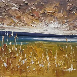 Buy Beach Horizon Oil Painting Vivek Mandalia Impressionism 8x8 Collectible Signed • 0.99£