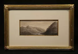 Buy American Black & White Watercolor Ink On Paper Landscape Mountain Lake Ship • 944.99£