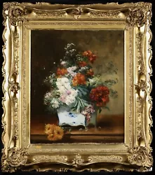Buy Henri Cauchois (1850-1911) Large Signed French Impressionist Oil - Flowers Vase • 0.99£