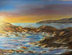 Buy Original Painting Seascape Sunset On Canvas Cornwall Coast • 16£