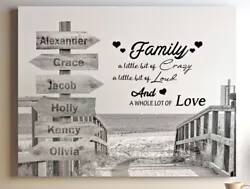 Buy Personalised Up To 6 Names / Dates On Street Sign Canvas Wall Art Print Gift • 21.99£